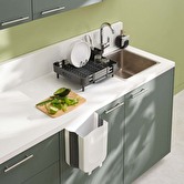 Poubelle rétractable de porte 8l, noir & blanc