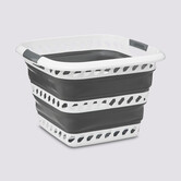 Corbeille à linge pliable 40l - gris, blanc 