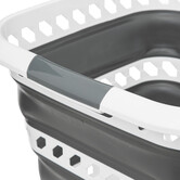 Corbeille à linge pliable 40l - gris, blanc 