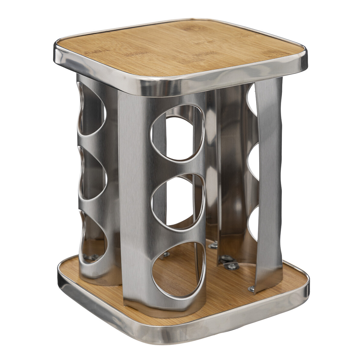 Support à épices x12 rotatif - inox, bambou 