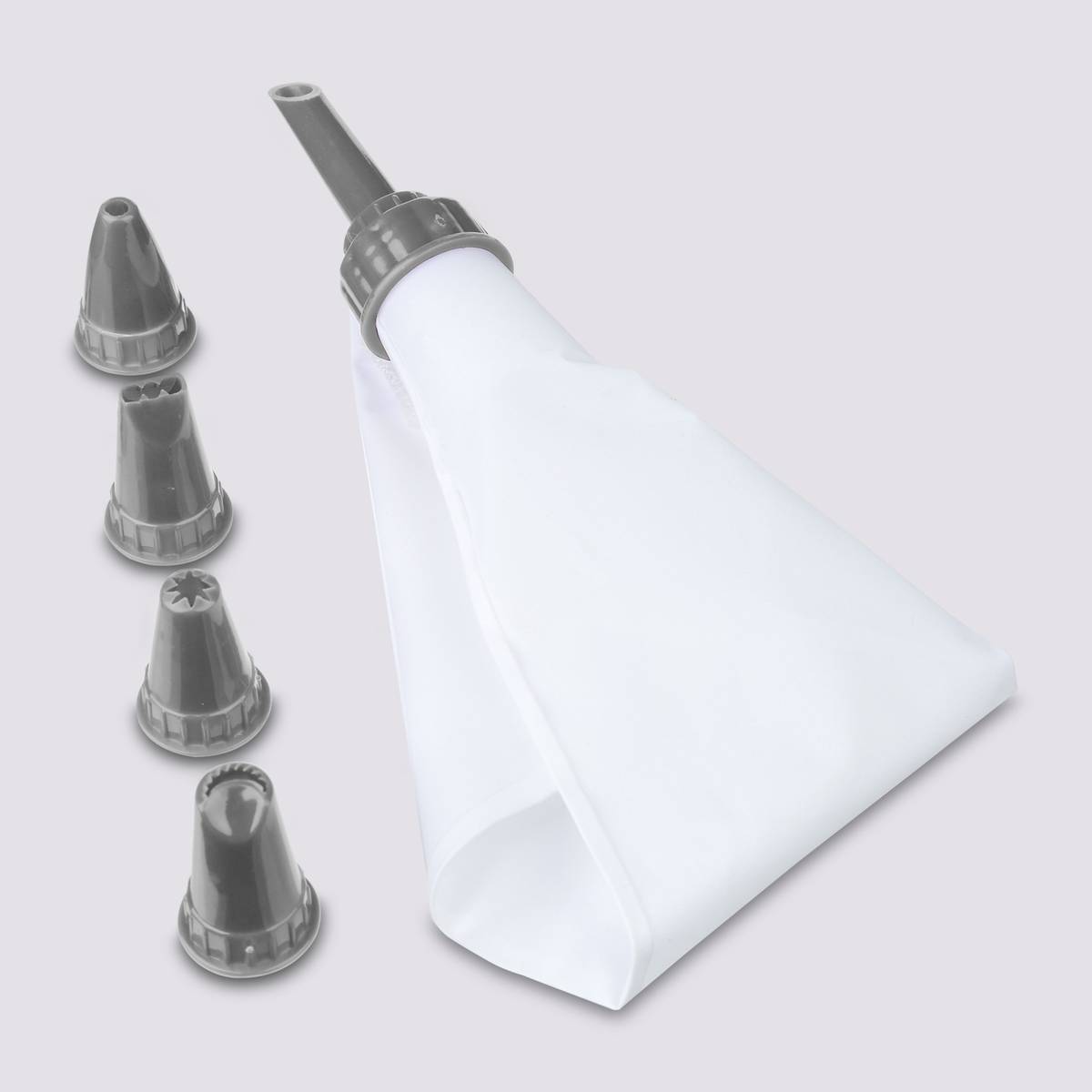 Poche à douilles avec 6 douilles, gris 