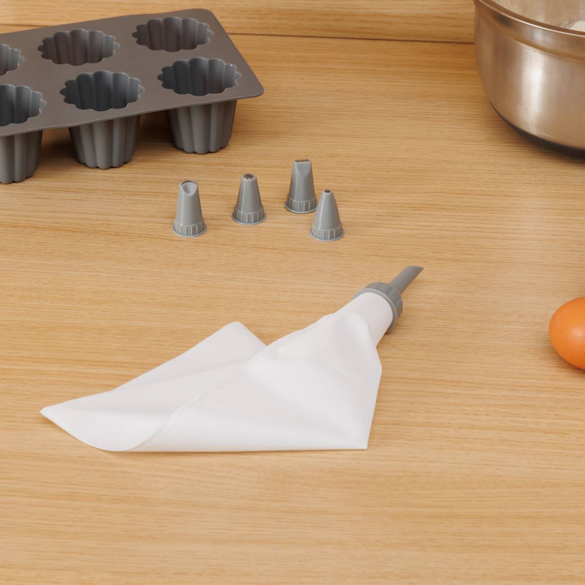 Poche à douilles avec 6 douilles, gris 