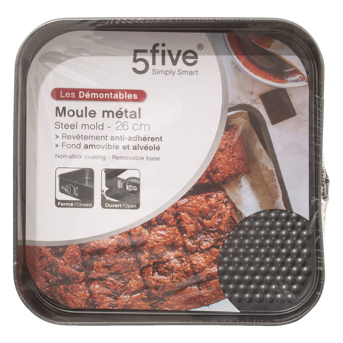 Moule carré démontable métal, 26cm 