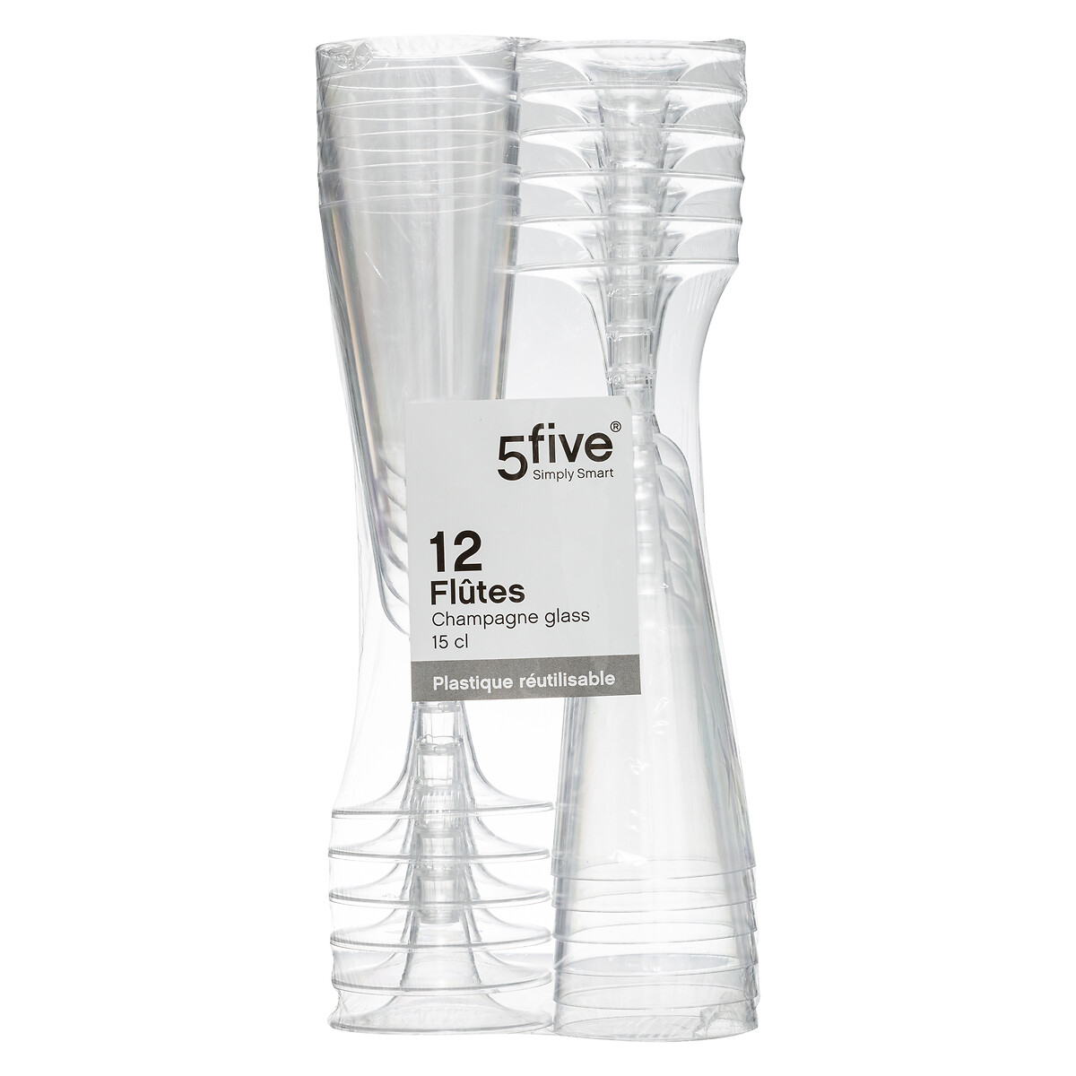 Lot de 12 flûtes à champagne, plastique 