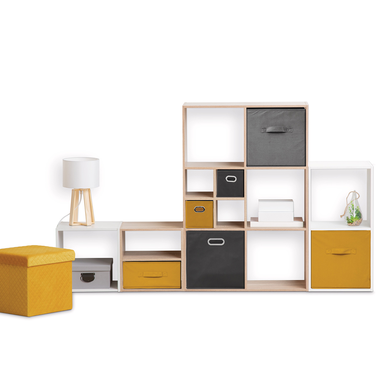 Panier tissu 31x15 cm, jaune moutarde Mix'n modul