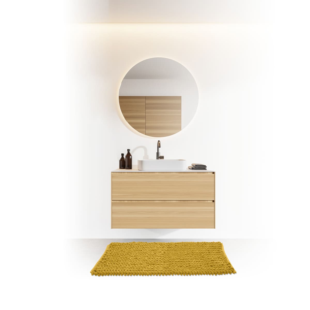 Tapis de bain 50x75 cm, jaune moutarde Colorama