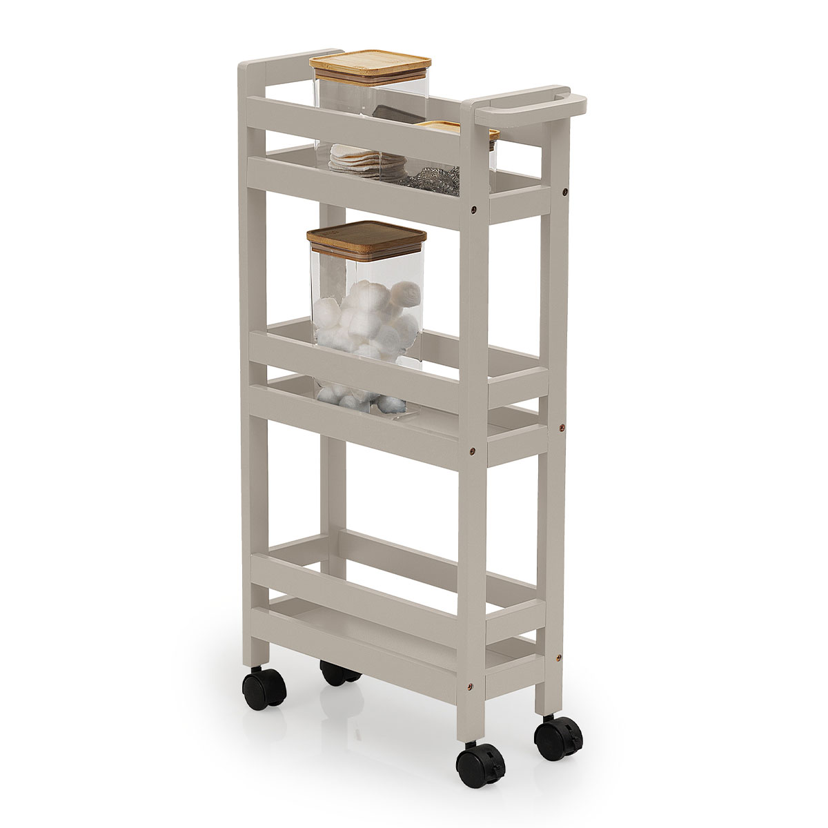 Desserte à roulettes 3 niveaux, beige naturel Colorama