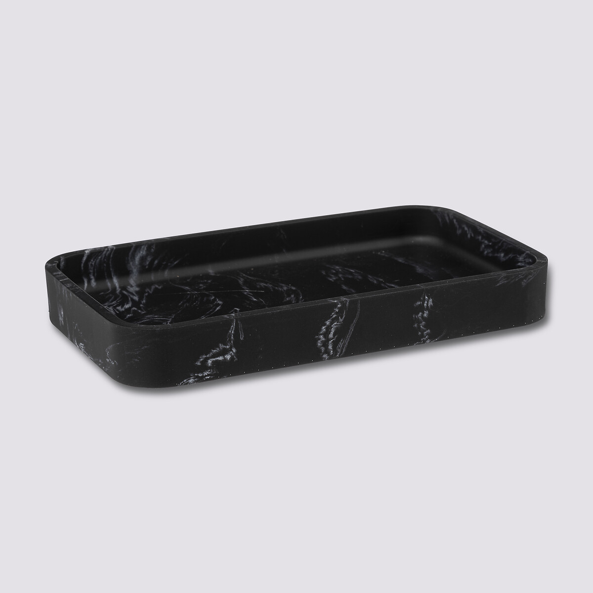Plateau rectangle, effet marbre noir Léa