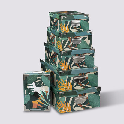 6 boîtes coin métal, multicolore Box'