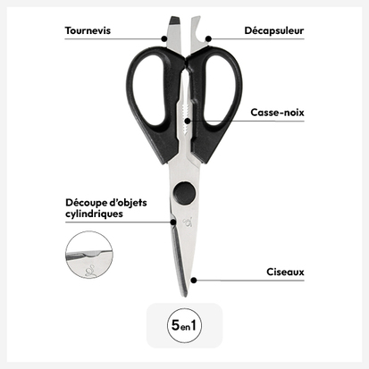 Ciseaux multi-fonctions, noir 
