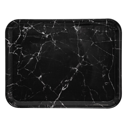 Plateau rectangulaire 33x43cm, effet marbre noir 