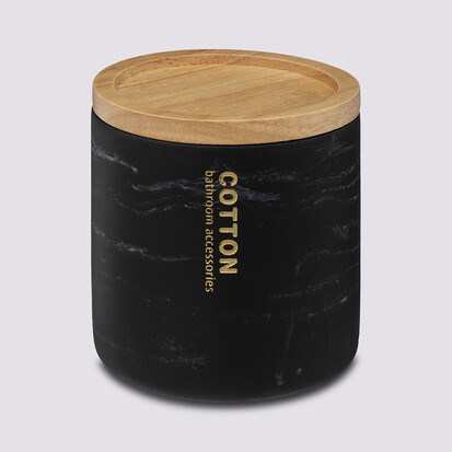 Pot à cotons, noir Léa