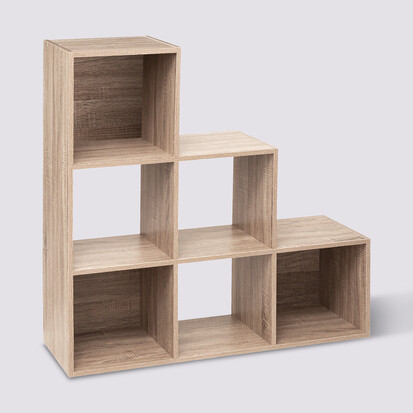 Étagère escalier 6 cases, effet chêne naturel Mix'n modul