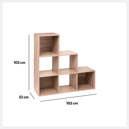 Étagère escalier 6 cases, effet chêne naturel Mix'n modul