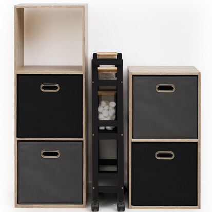 Desserte à roulettes 3 niveaux, noir khôl Colorama