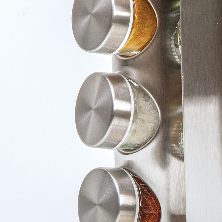 Support à épices x12 rotatif - inox, bambou 