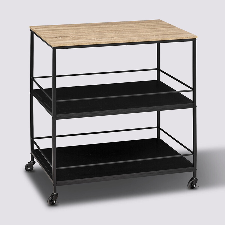 Desserte grand modèle 2 niveaux, noir Aliaj