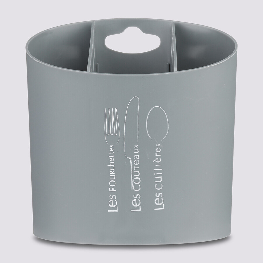 Égouttoir à couverts 3 compartiments, gris 