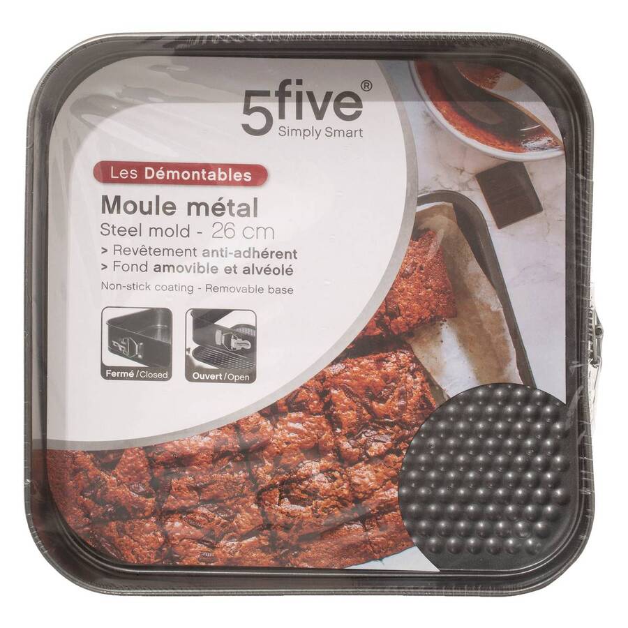 Moule carré démontable métal, 26cm 