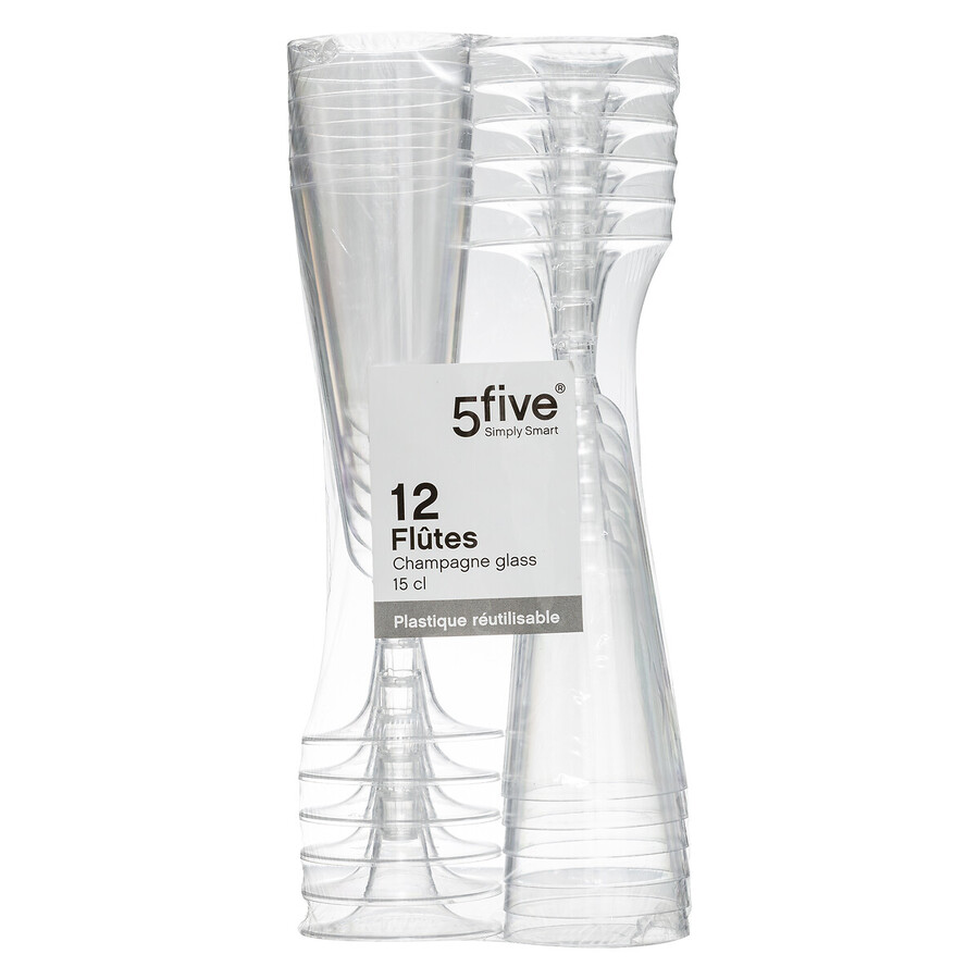 Lot de 12 flûtes à champagne, plastique 