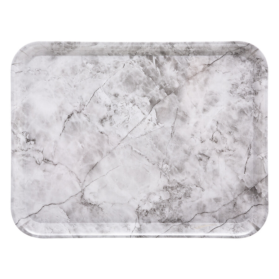 Plateau rectangulaire 33x43cm, effet marbre blanc 