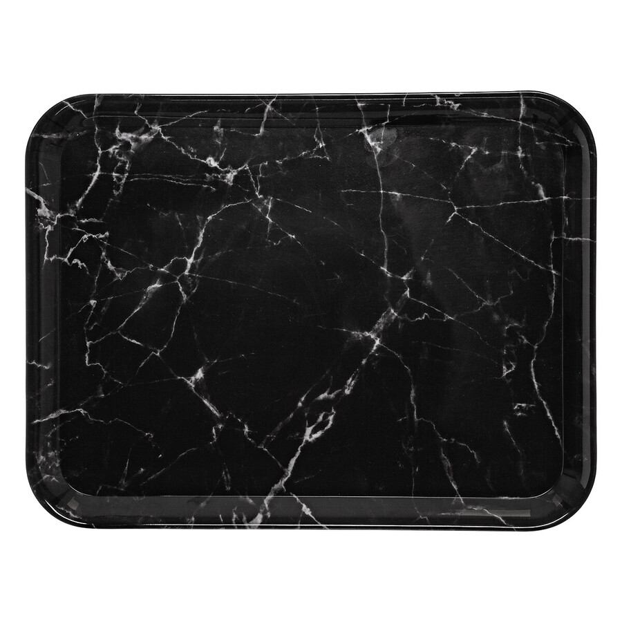 Plateau rectangulaire 33x43cm, effet marbre noir 