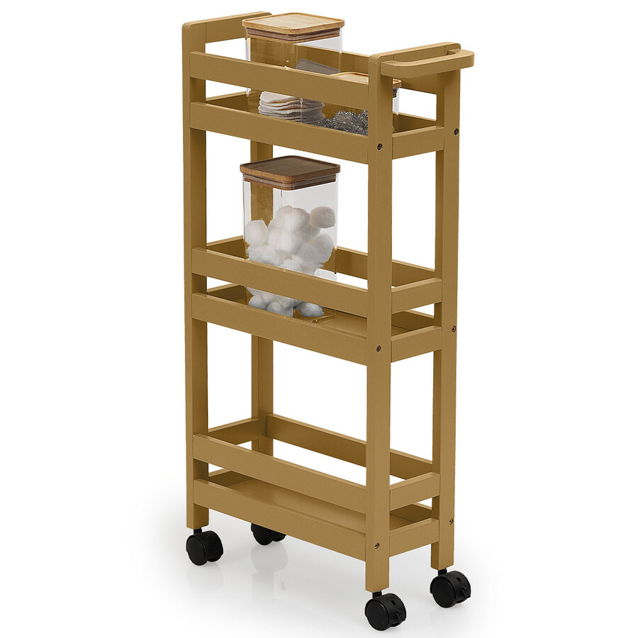 Desserte à roulettes 3 niveaux, jaune moutarde Colorama