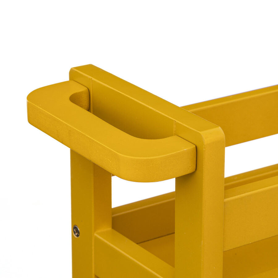 Desserte à roulettes 3 niveaux, jaune moutarde Colorama