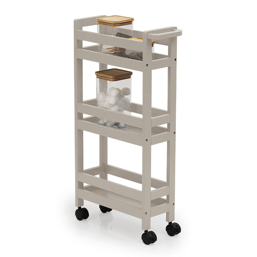 Desserte à roulettes 3 niveaux, beige naturel Colorama