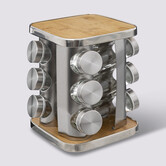 Support à épices x12 rotatif - inox, bambou 