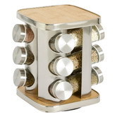Support à épices x12 rotatif - inox, bambou 