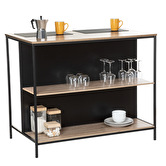 Ilot de bar avec rangement, effet chêne naturel Aliaj