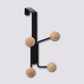 Patère 4 têtes bois cerisier, noir Blackwood