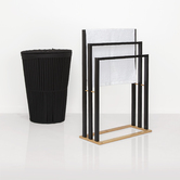 Porte-serviettes sur pieds, noir Naturéo