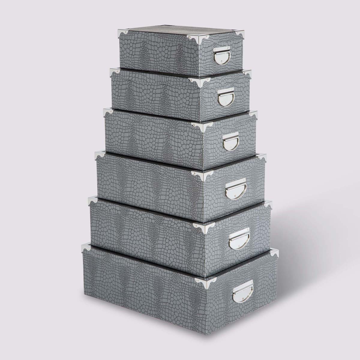 6 boîtes coin métal, gris Box'