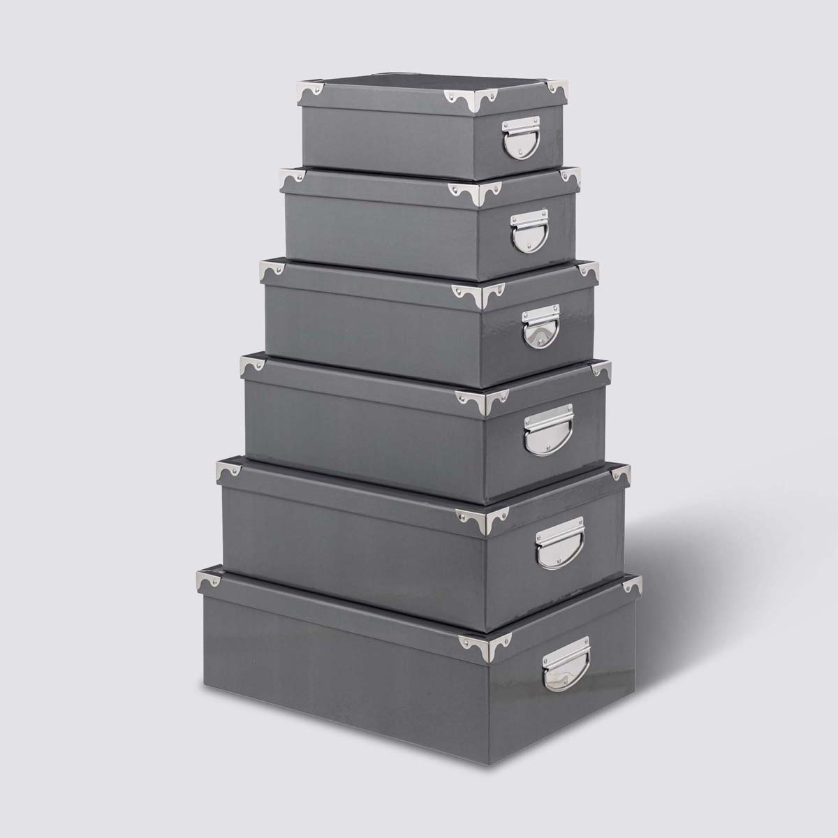 6 boîtes coin métal, gris Box'