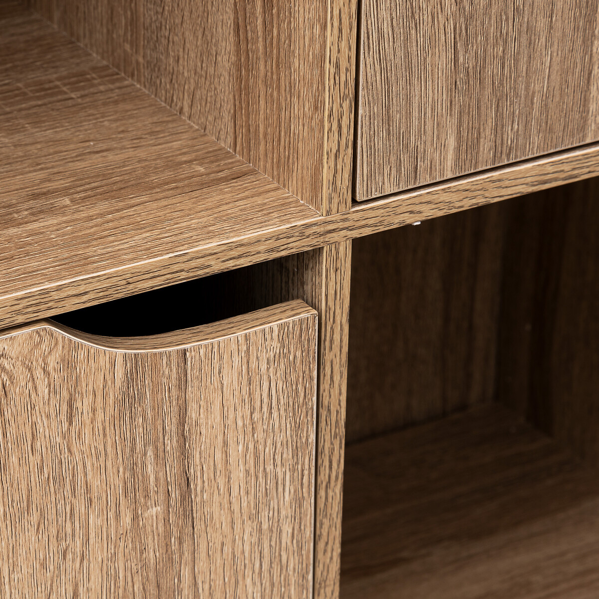 Étagère 9 cases avec 5 portes, effet chêne naturel Mix'n door