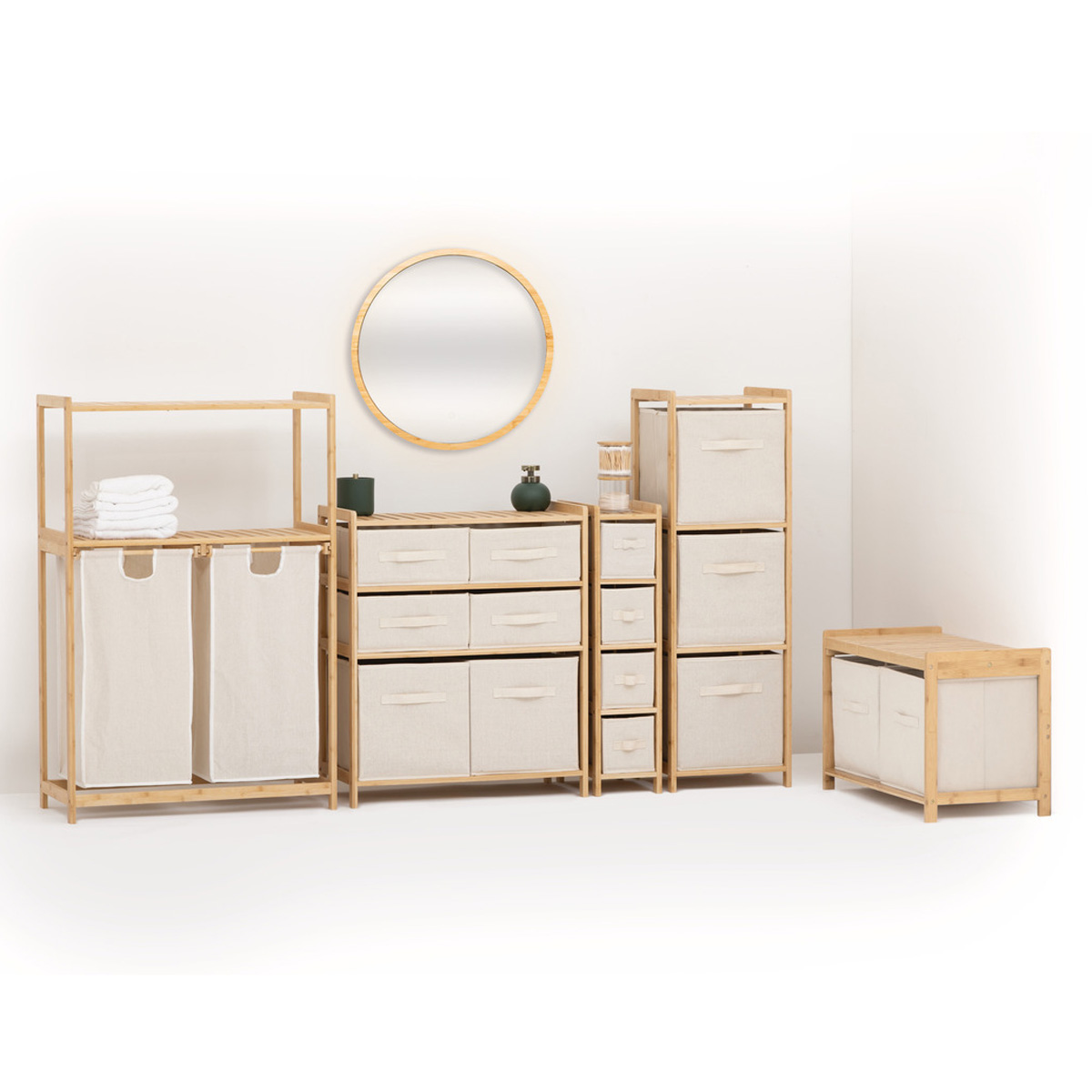 Étagère avec 4 paniers, bambou Tidy box