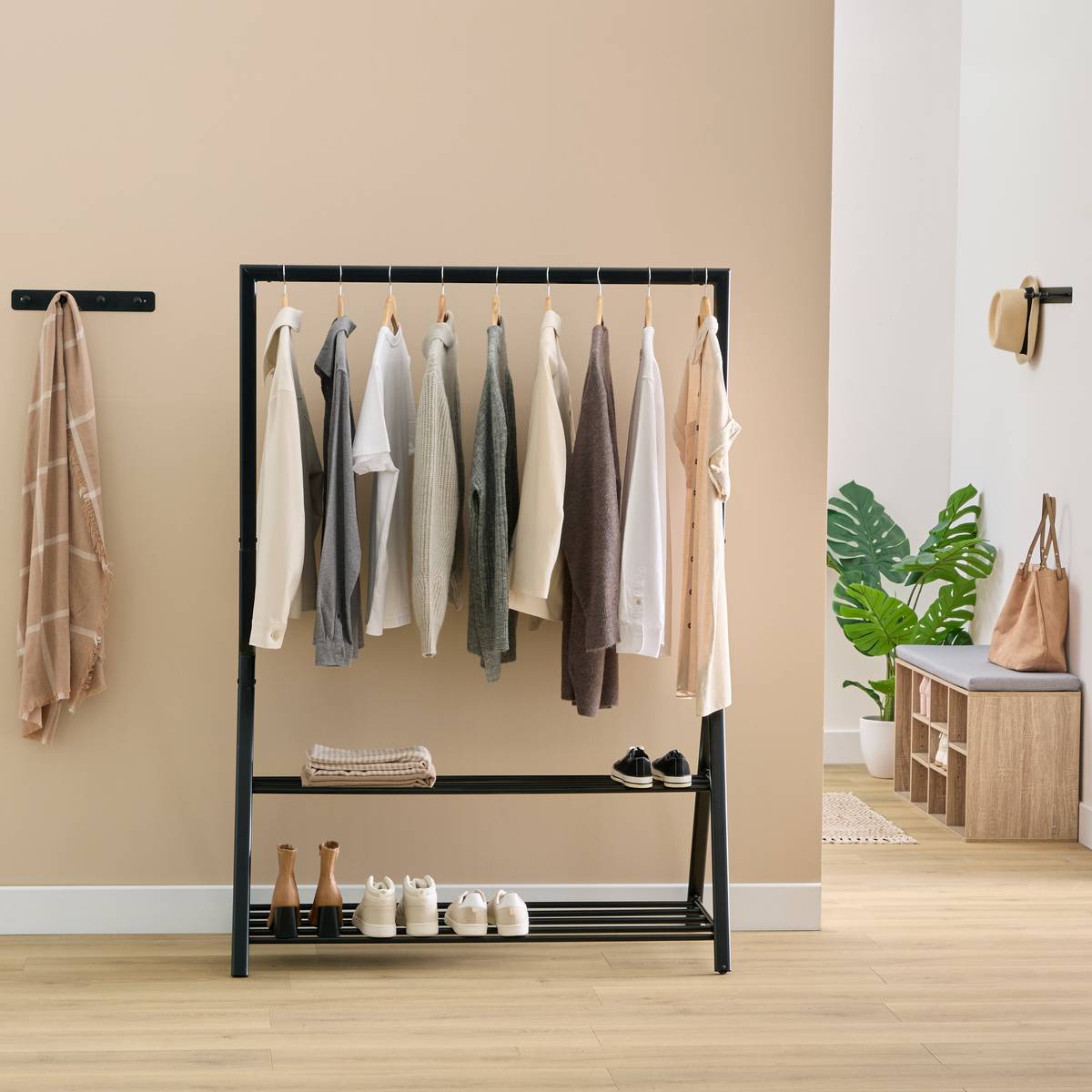 Portant à vêtements 2 niveaux métal Strongy