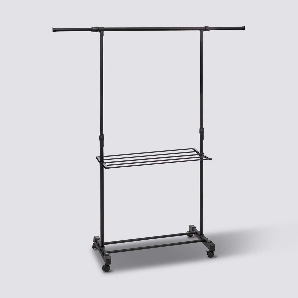 Portant à vêtements avec étendoir à roulettes