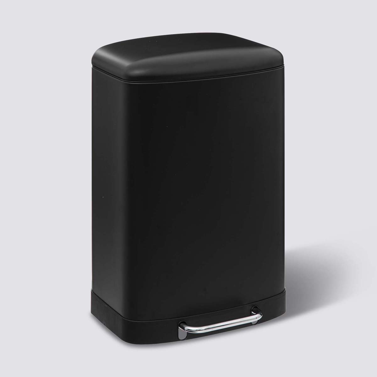 Poubelle rectangulaire à pédale métal 50l, noir Ariane