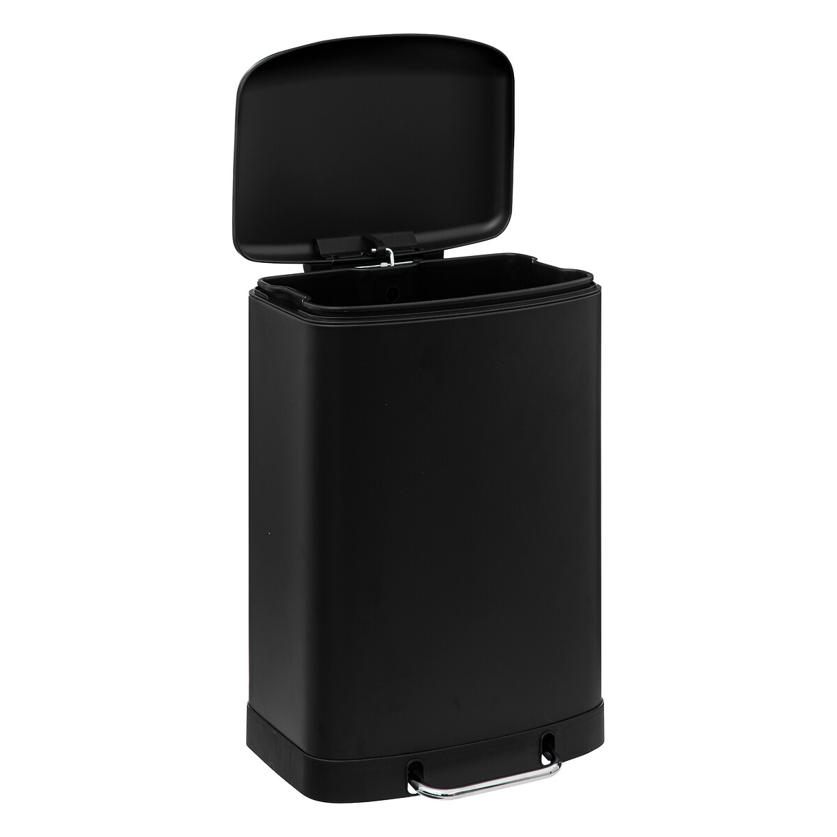 Poubelle rectangulaire à pédale métal 50l, noir Ariane