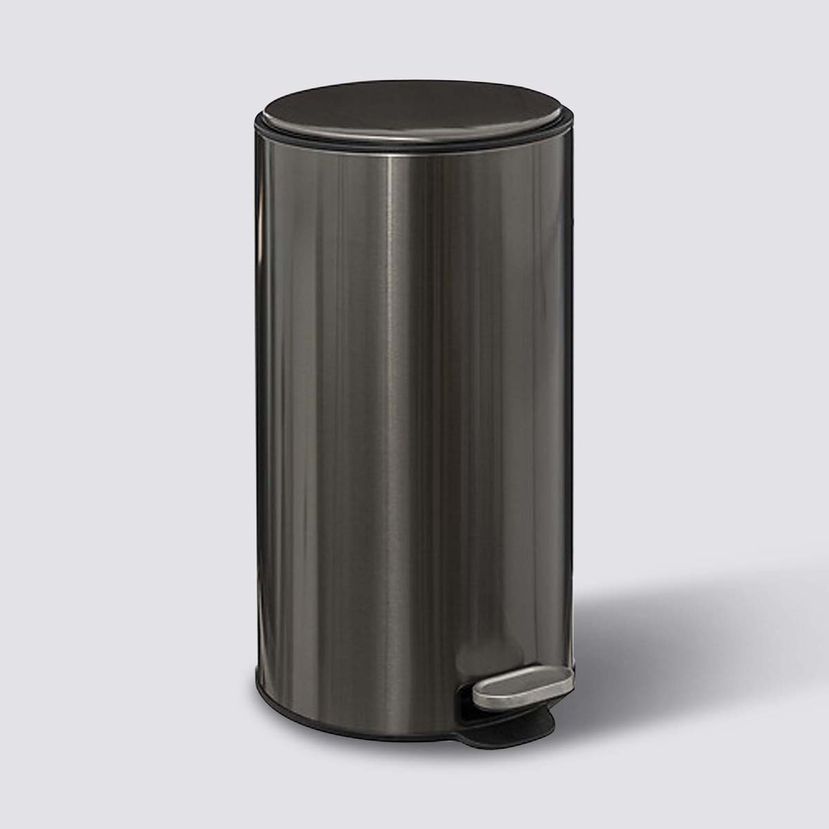 Poubelle ronde à pédale métal 30l, inox noir Delta