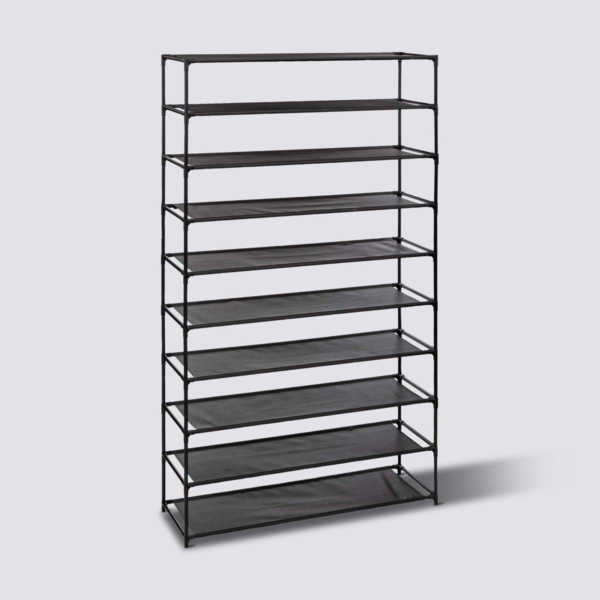 Range-chaussures 10 niveaux, tissu noir