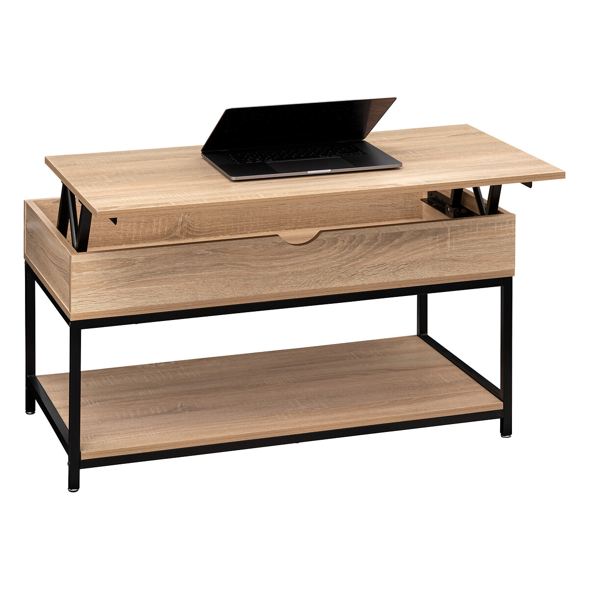 Table basse plateau relevable, effet chêne naturel Aliaj