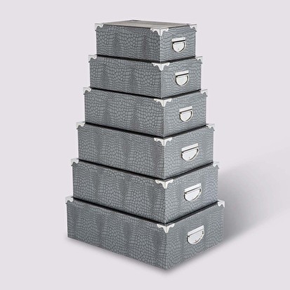 6 boîtes coin métal, gris Box'