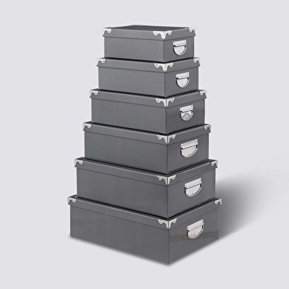 6 boîtes coin métal, gris Box'