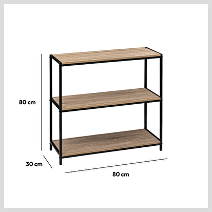Console 3 niveaux, effet chêne naturel Aliaj
