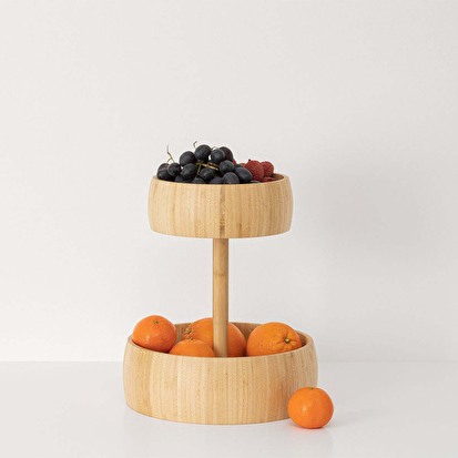 Corbeille à fruits 2 niveaux Bambou