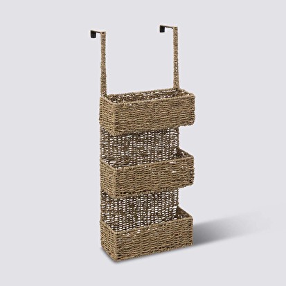Étagère porte 3 paniers, roseau naturel Vannerie